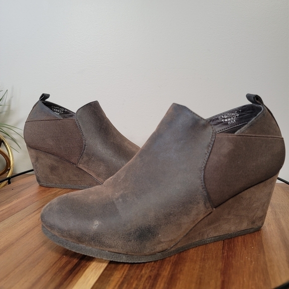 Pierre Dumas Sabrine-7 Brown Faux Leather Wedge Bootie Size 8 - Picture 6 of 17